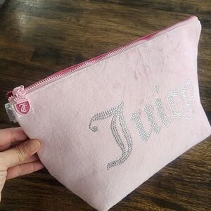 Juicy Couture Makeup‎ Bag Velour Pink With Travel Toiletry Bottle, NWOT